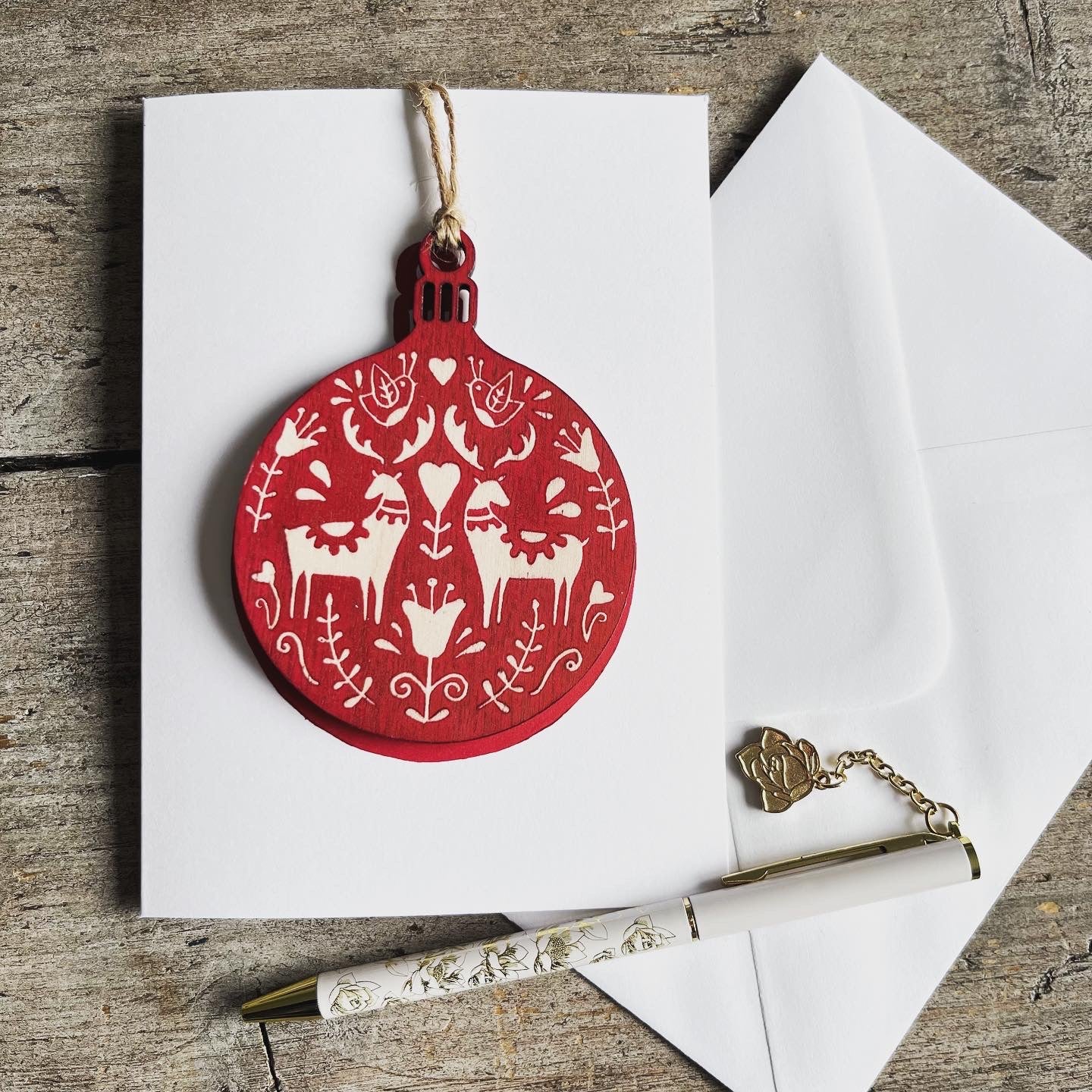Hand Printed Decoration Card - Bauble