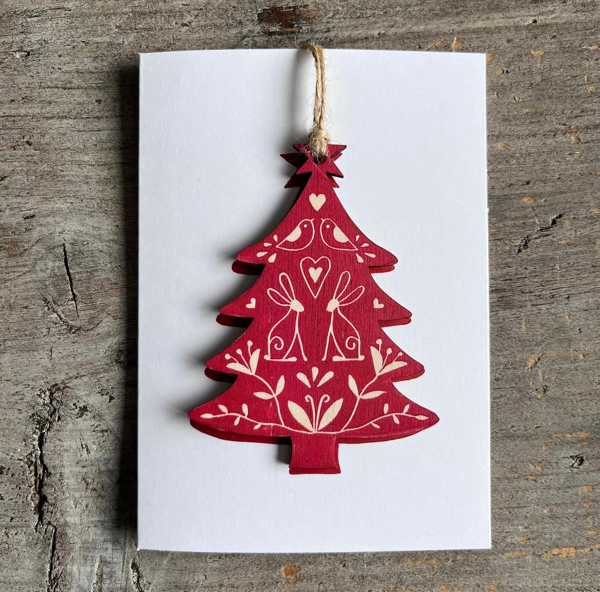 Hand Printed Decoration Card - Christmas Tree