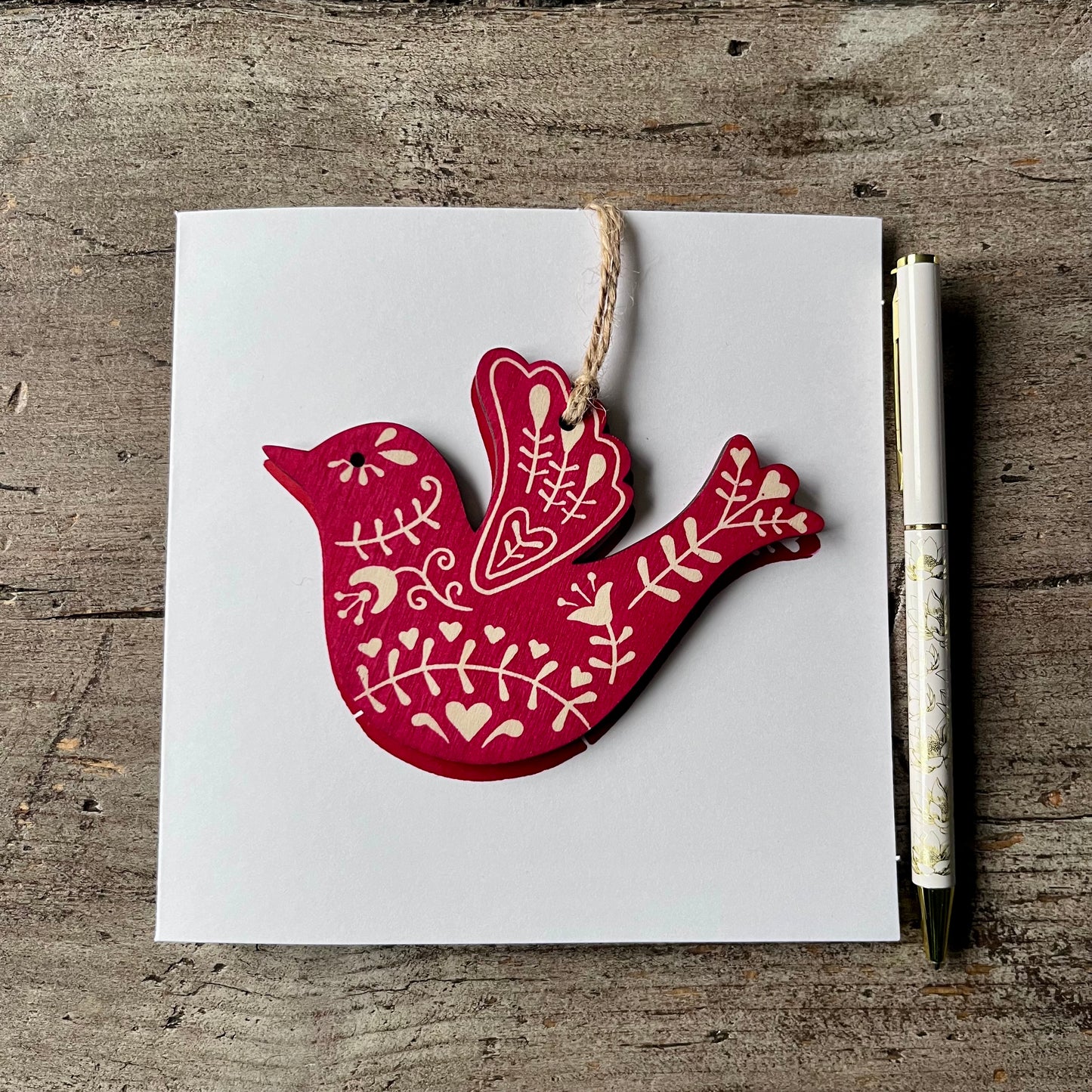 Hand Printed Decoration Card - Bird