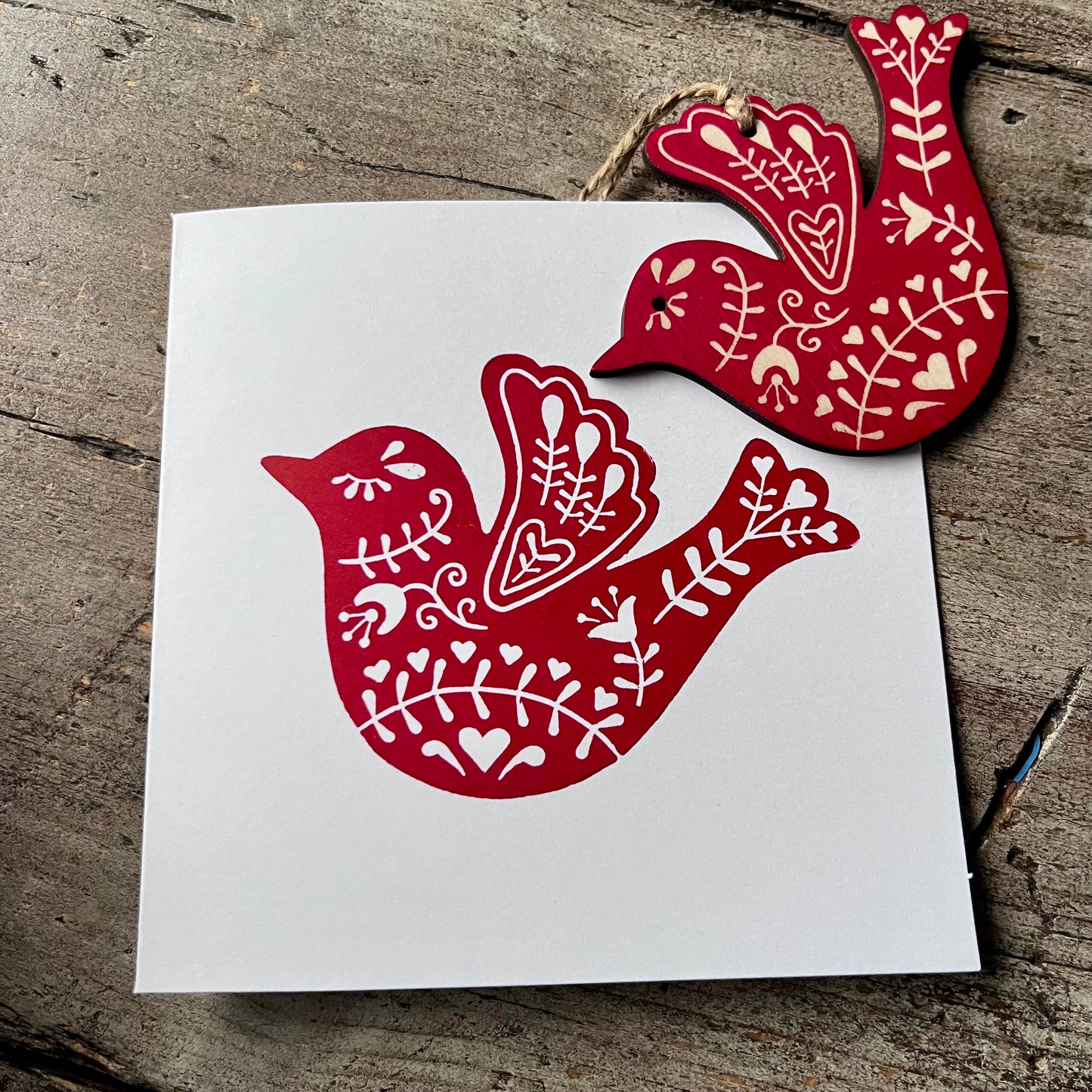 Hand Printed Decoration Card - Bird