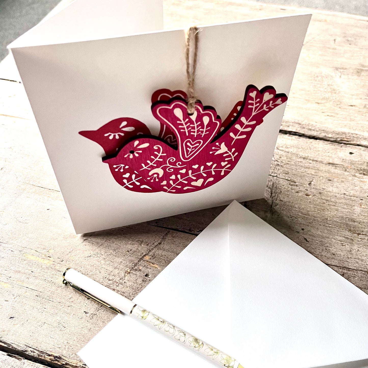 Hand Printed Decoration Card - Bird