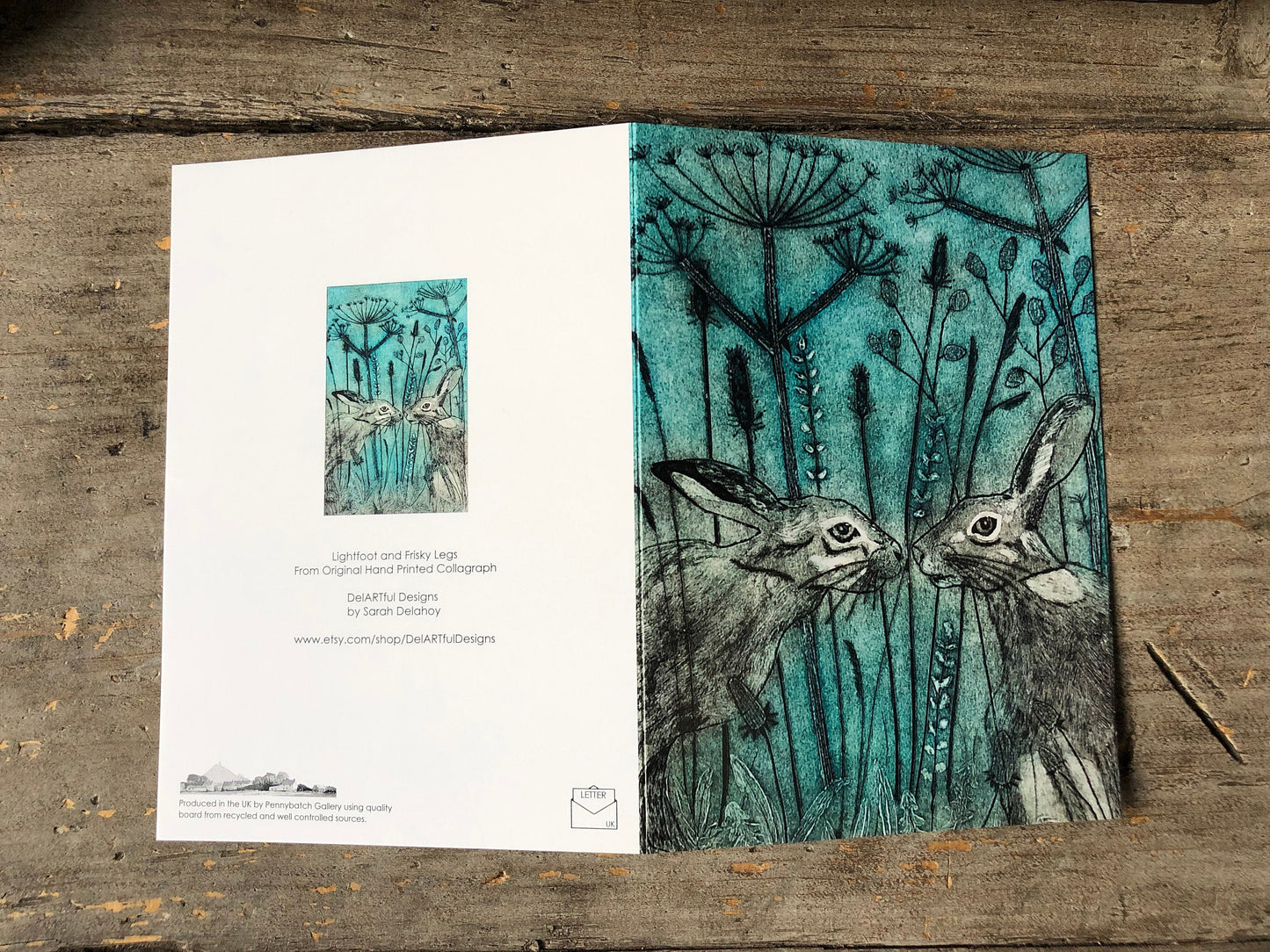 Kissing Hares Greetings Card | Art Card