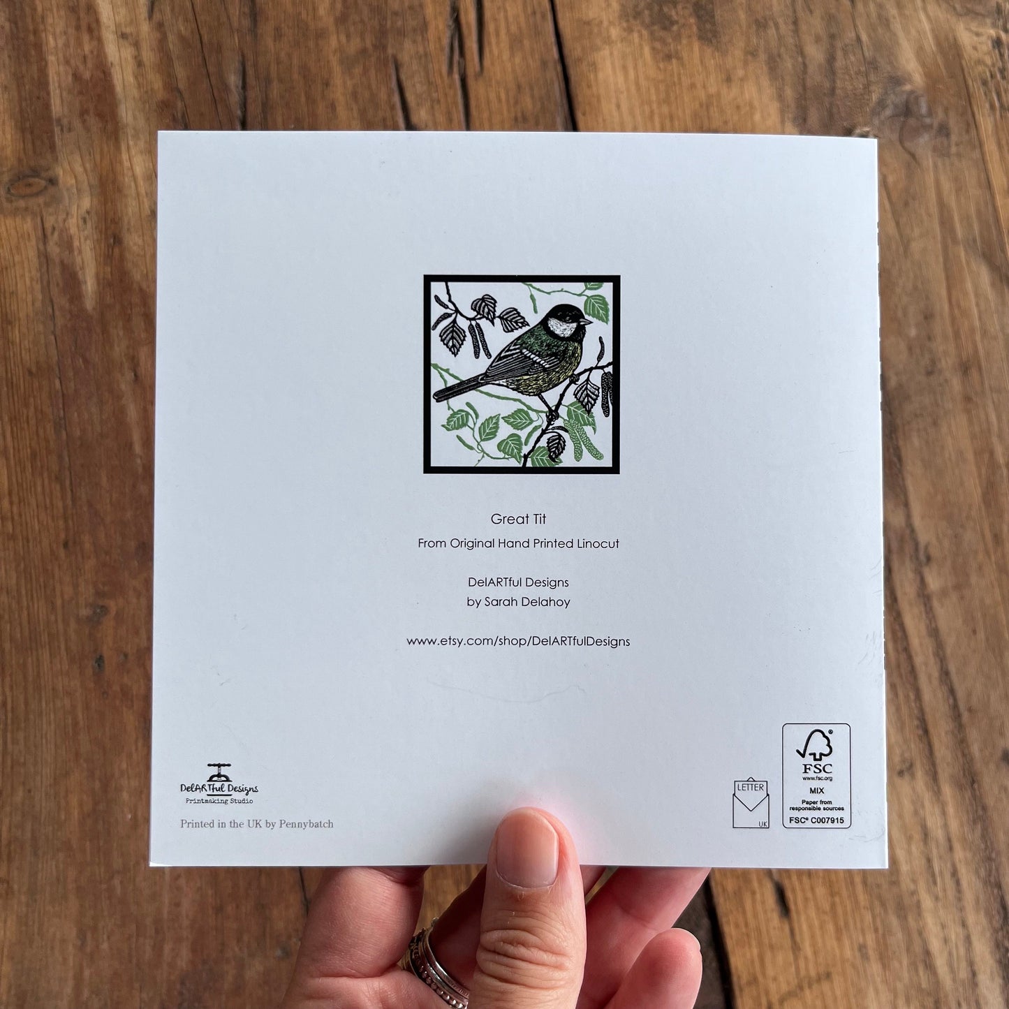 Great Tit / Bird Greetings Card | Art Card | Garden Bird | Birthday | Gift | All Occasion Card | Linocut