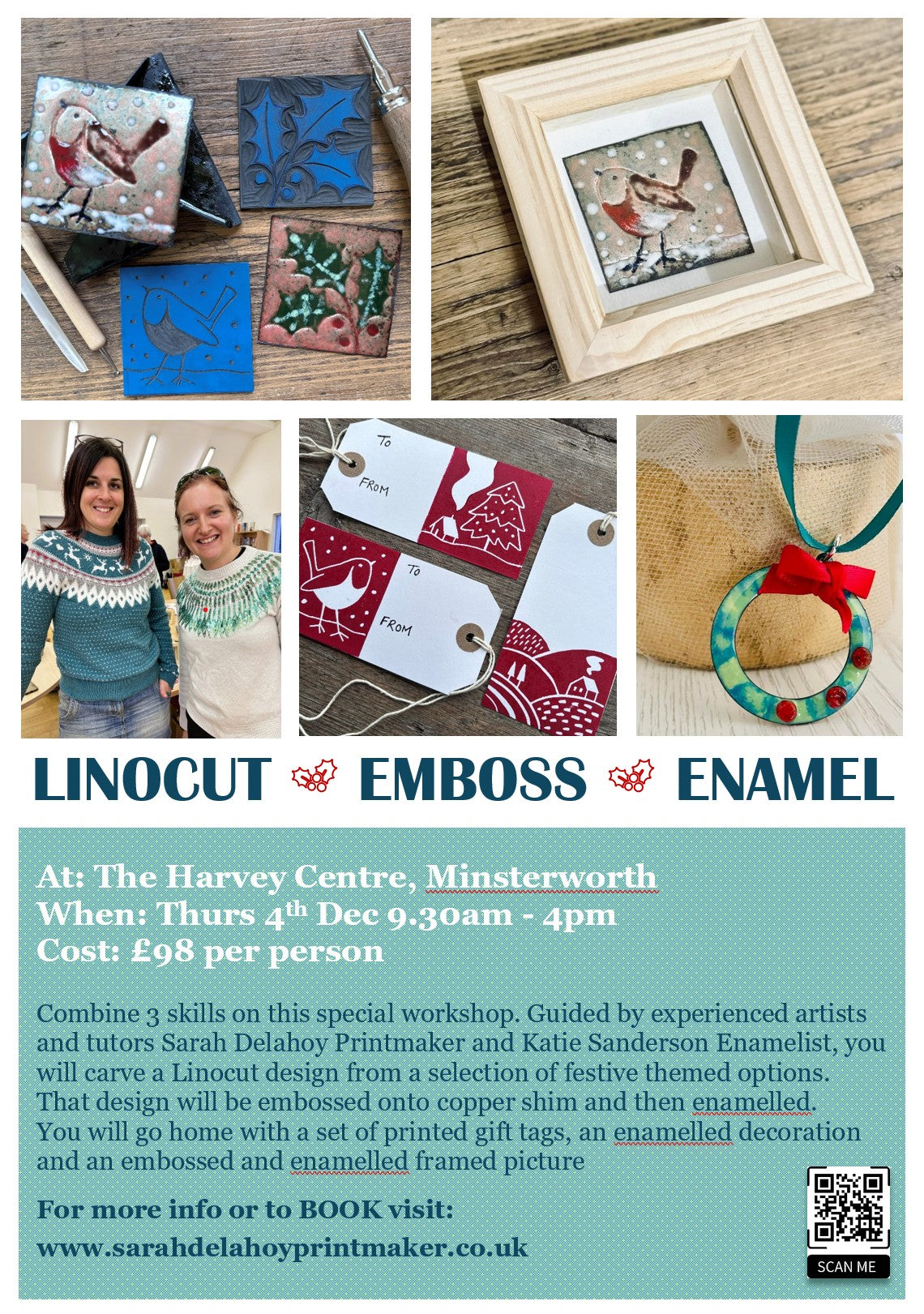 LINOCUT - EMBOSS - ENAMEL FESTIVE COMBO WORKSHOP 4/12/25