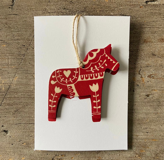 Hand Printed Decoration Card - Dala Horse