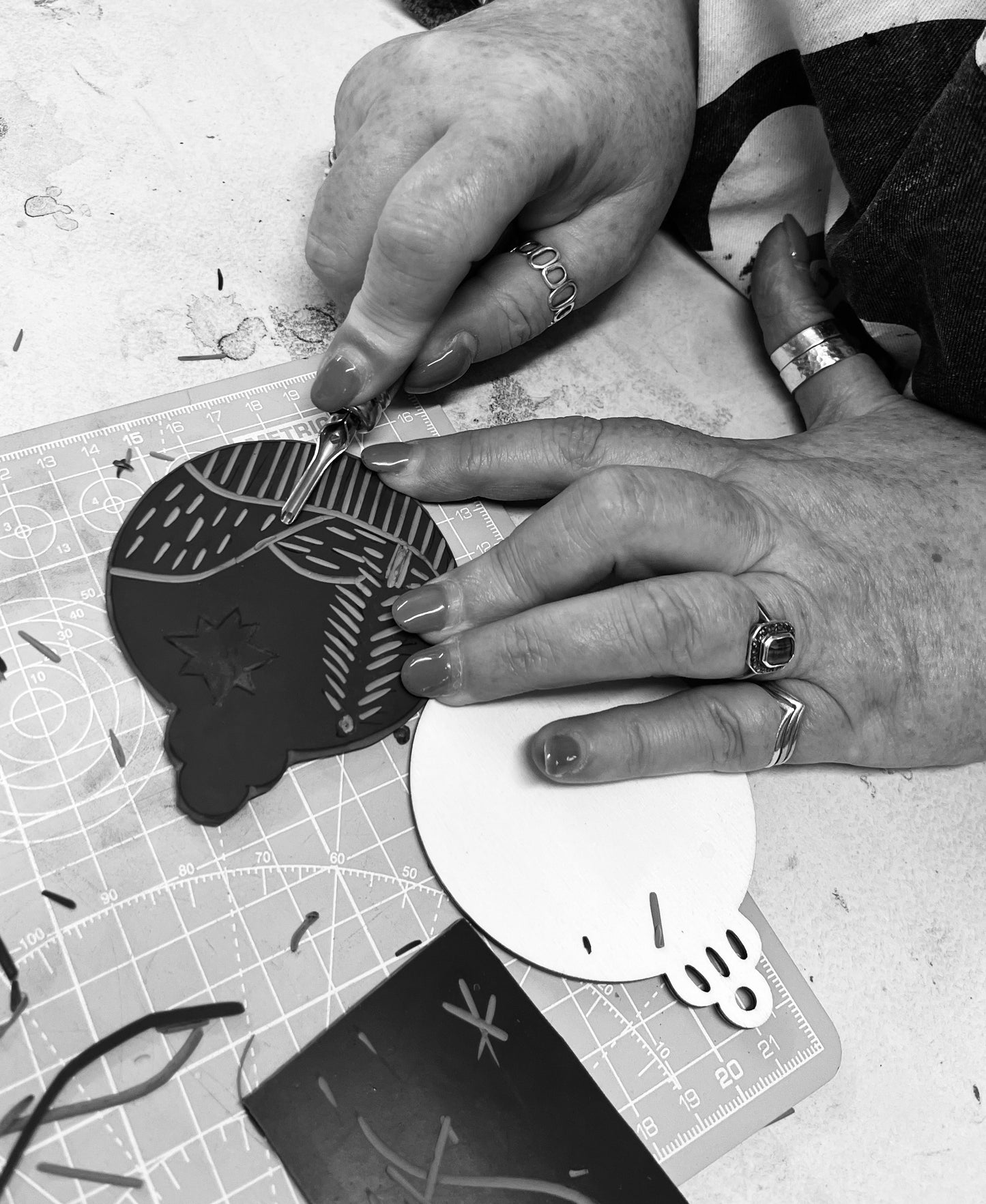 Trio of Linocut Wooden Baubles Workshop at Capuchin Creative 25/11/25