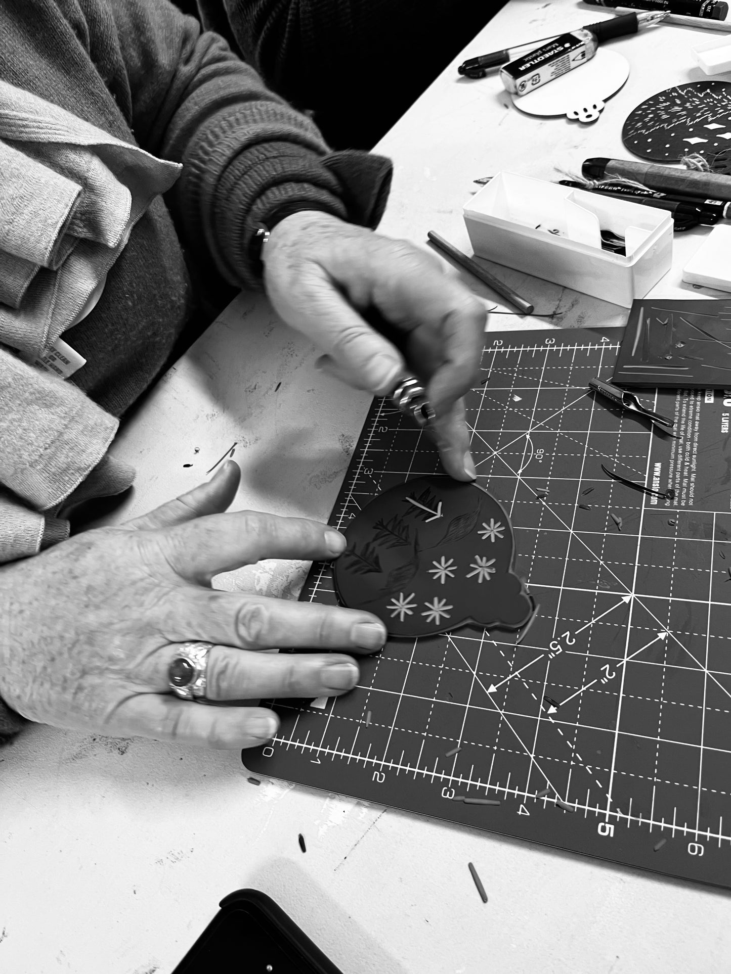 Trio of Linocut Wooden Baubles Workshop at Capuchin Creative 25/11/25