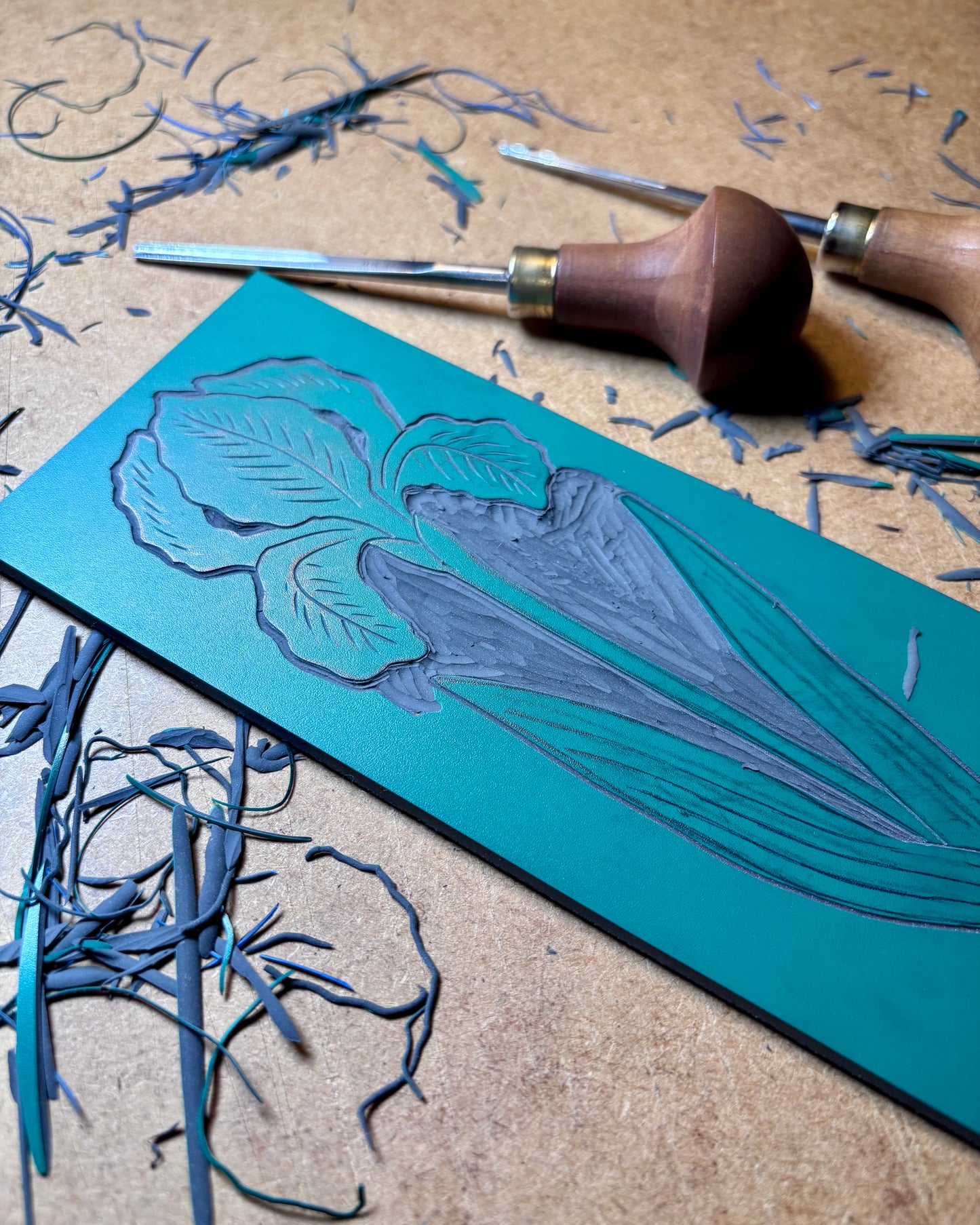 Iris Linocut & Stained Glass Workshop at Lydney Park Estate 12/6/26 & 13/6/26