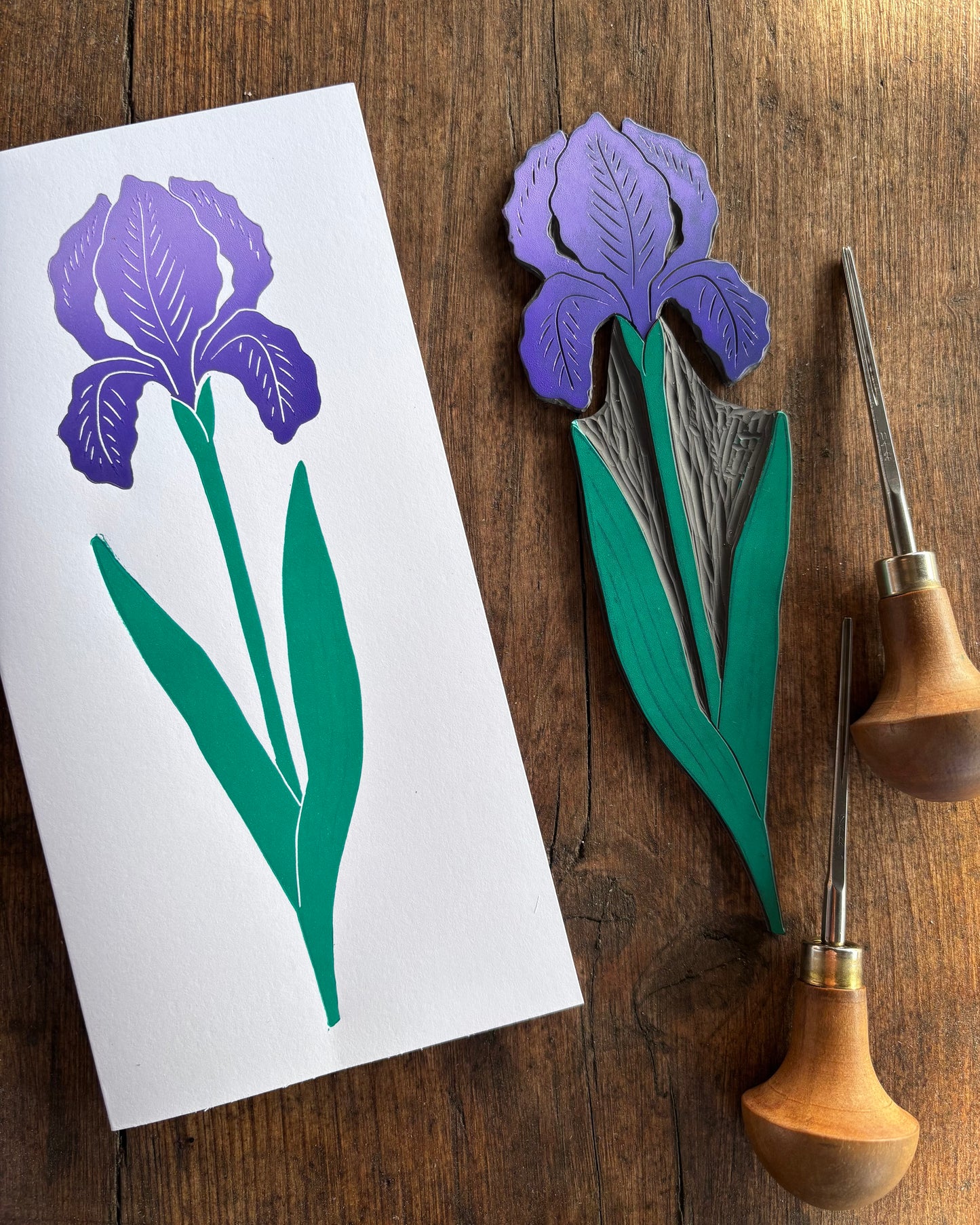 Iris Linocut & Stained Glass Workshop at Lydney Park Estate 12/6/26 & 13/6/26