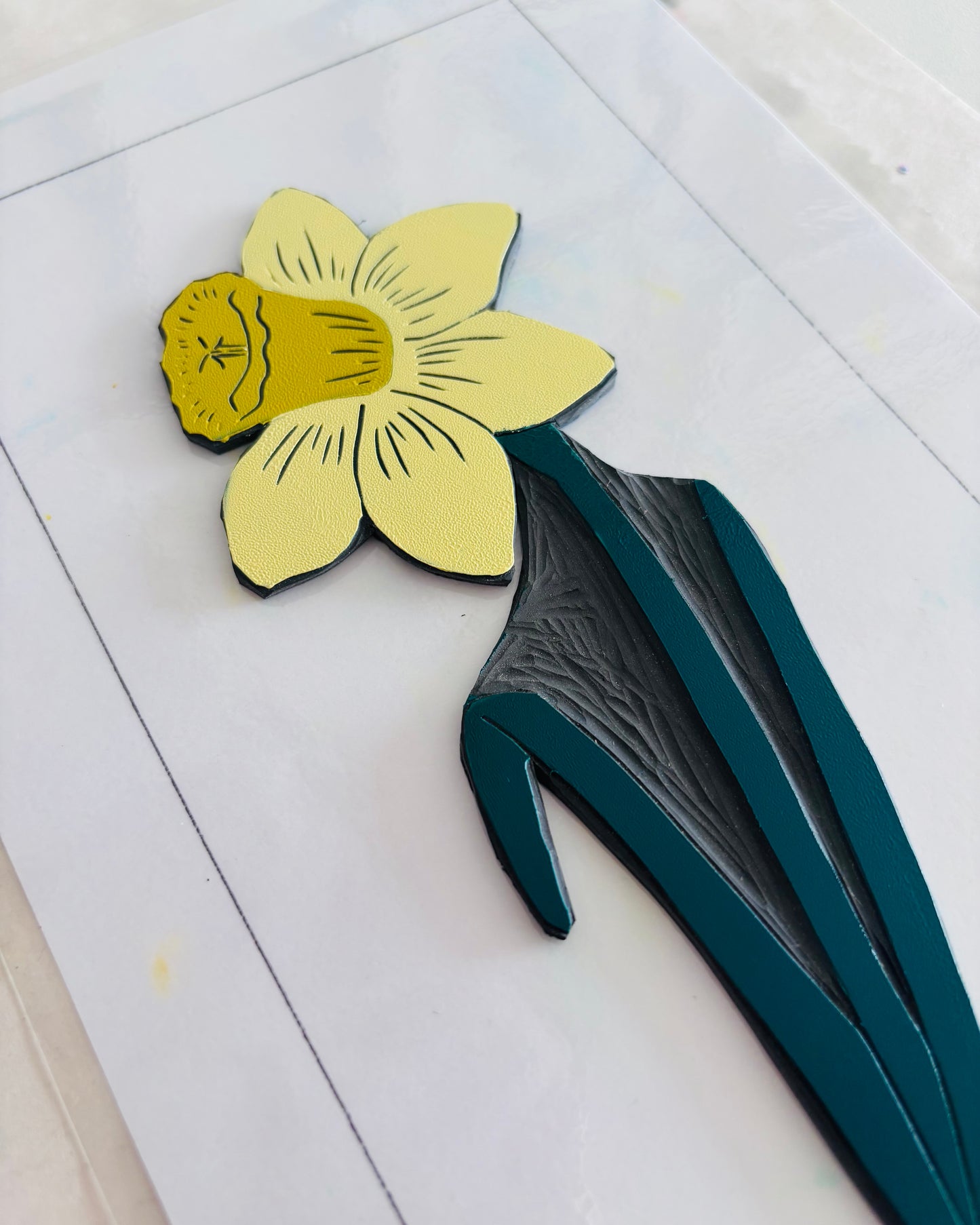 Daffodil Linocut & Stained Glass Workshop at Lydney Park Estate 12/3/27 & 13/3/27