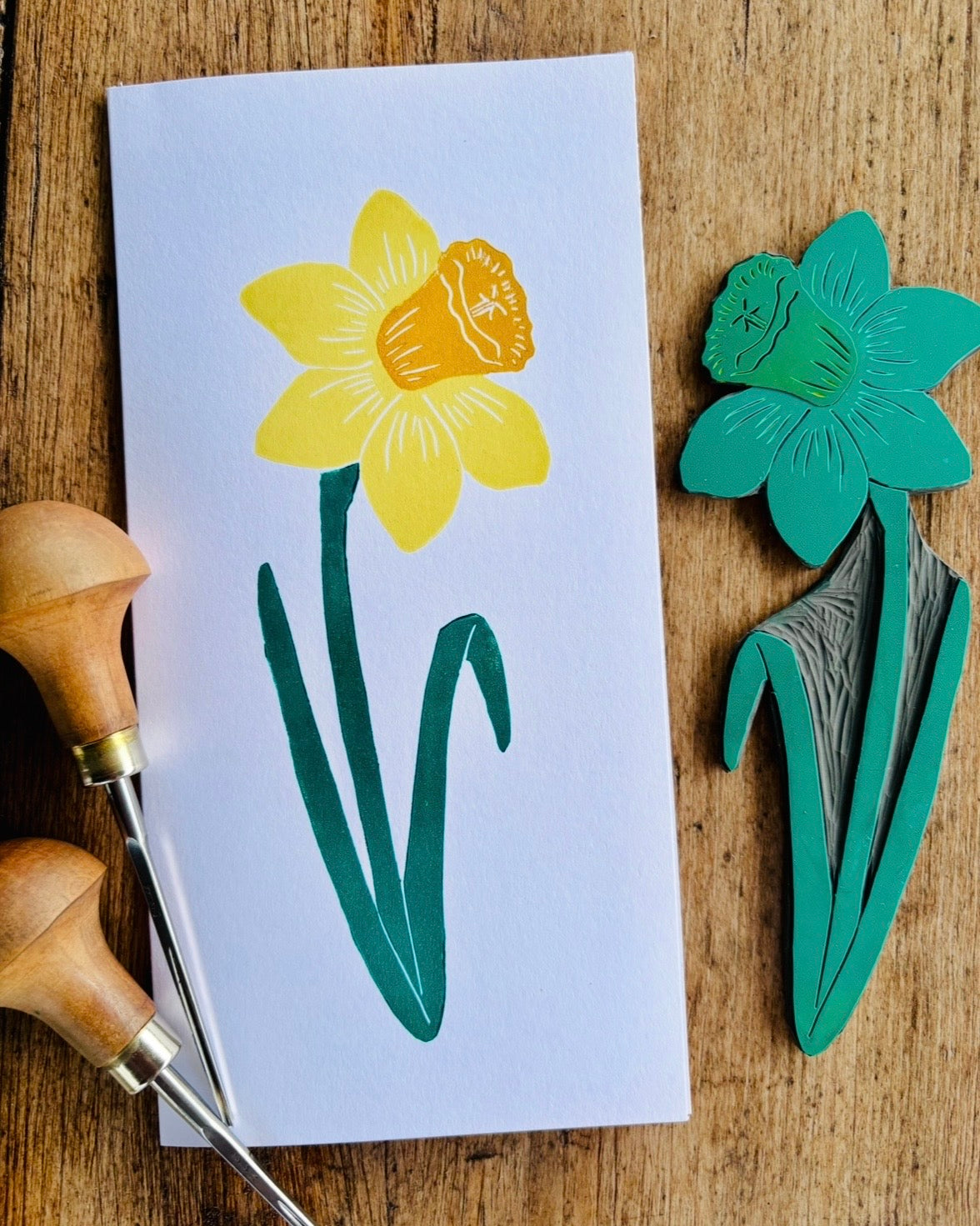 Daffodil Linocut & Stained Glass Workshop at Lydney Park Estate 12/3/27 & 13/3/27