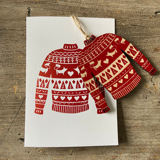 Hand Printed Decoration Card - Jumper