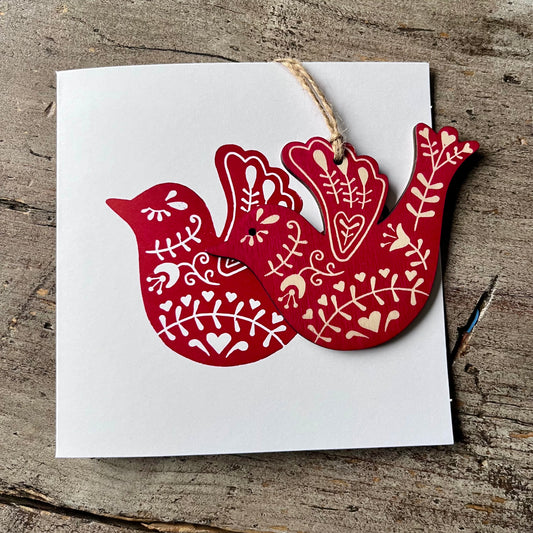 Hand Printed Decoration Card  - Bird