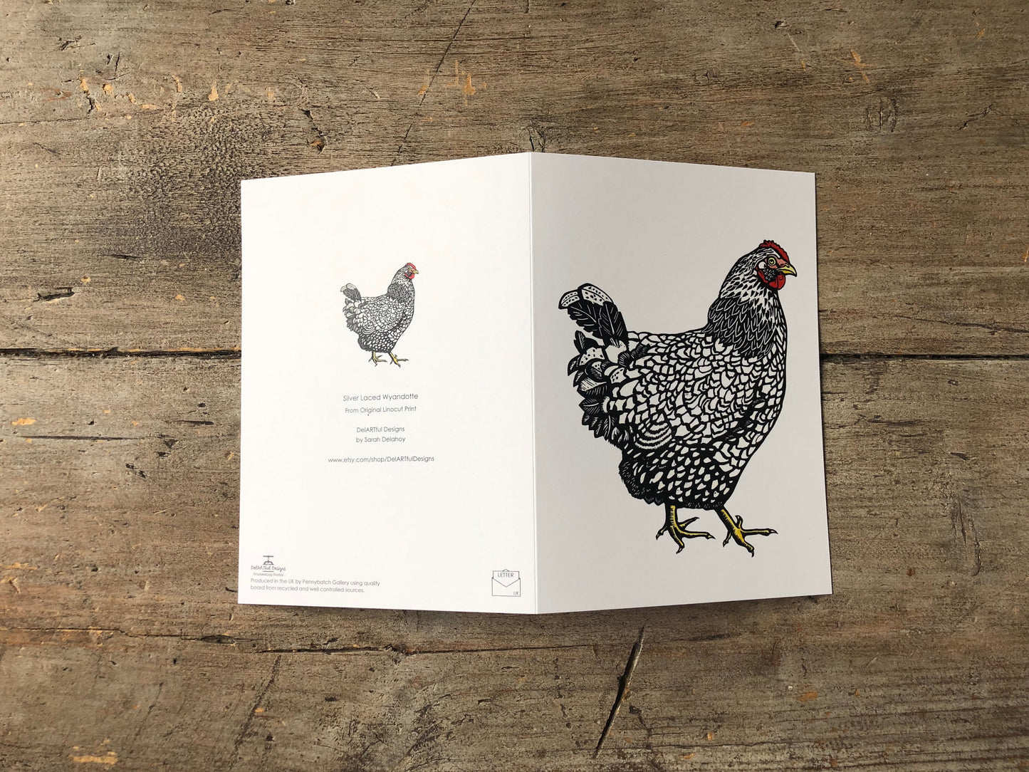 Silver Laced Wyandotte Greetings Card | Art Card | Chicken Card