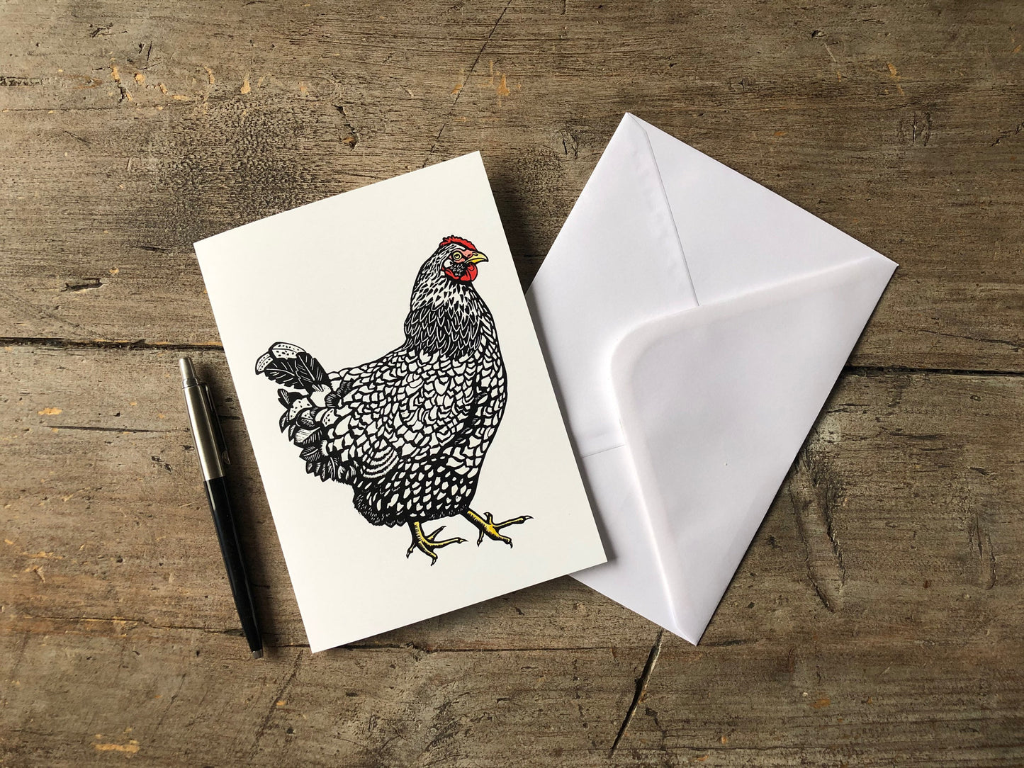 Silver Laced Wyandotte Greetings Card | Art Card | Chicken Card