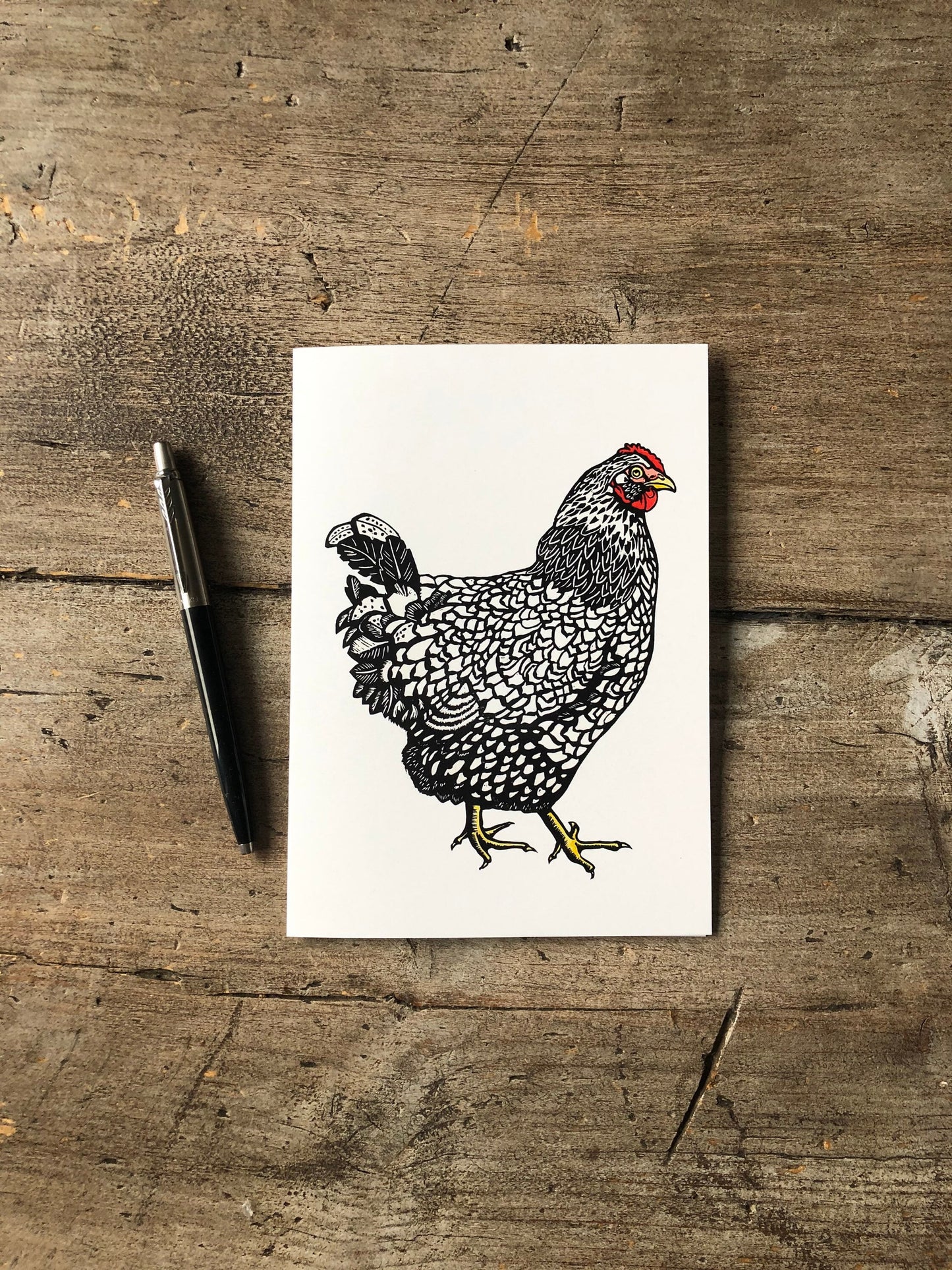 Silver Laced Wyandotte Greetings Card | Art Card | Chicken Card