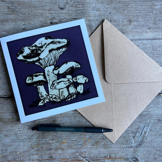 Wood Blewit Mushroom Greetings Card