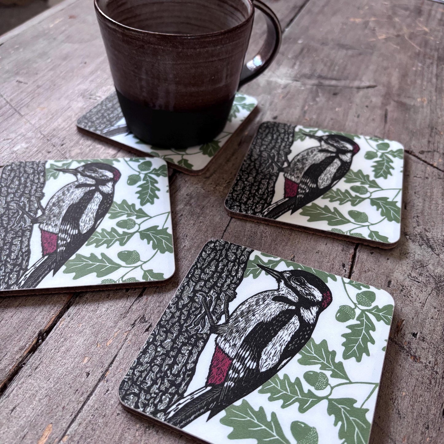 Great Spotted Woodpecker Coasters